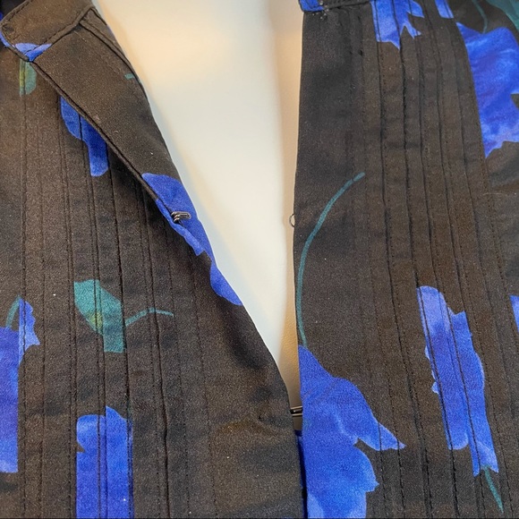 Black Blue Long Sleeve Flower Print Tunic - Small - Picture 4 of 8